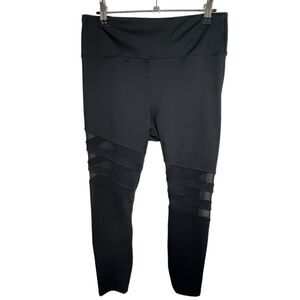 GA Performance Black Athletic Mid-Rise Leggings With Mesh On Knees